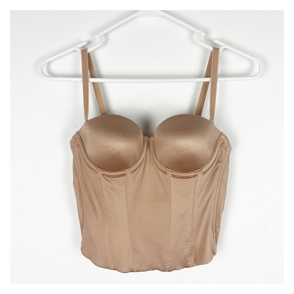 Victoria's Secret Back Off Baby Low Back Bustier Push Up 34B Nude - Picture 1 of 5
